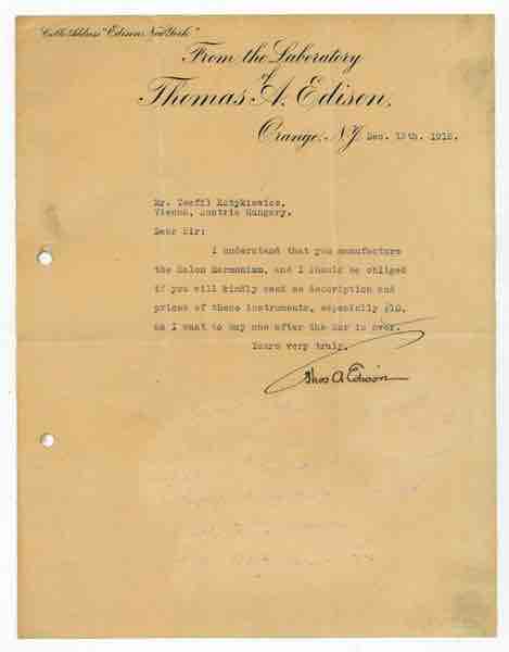 Anfrage von Thomas A. Edison